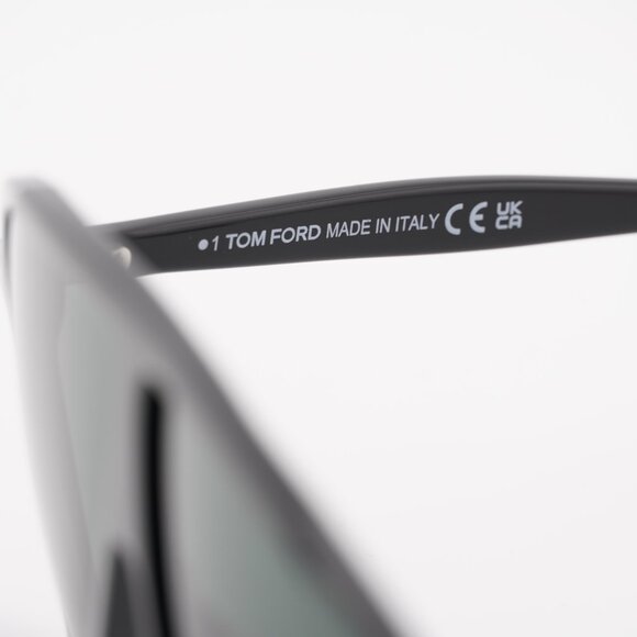 Tom Ford FT1211 01N Vladimir Sunglasses Shiny Black Aviator Frame, Green Lenses - Picture 10 of 13